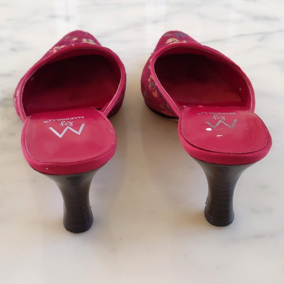 M by Marinelli Multicolor Floral Jacquard Leather Sole Mules with 2.5" Heel. - Picture 6 of 6